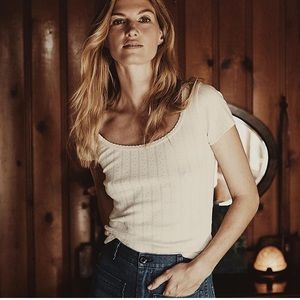 Dôen Brigette shirt, sea salt, L, EUC